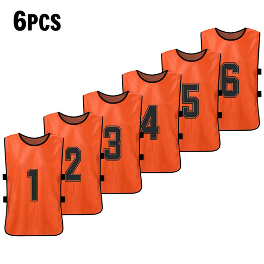 6/12 PCS Adults Soccer Pinnies Quick Drying Football Team Jerseys Sports Soccer Team Training Numbered Bibs Practice Sports Vest