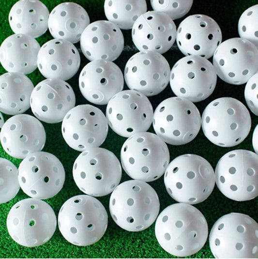 100 Pack Plastic Golf Training Balls with 2 Golf Ball Tees– Airflow Hollow Golf Balls for Indoor Putting Green, Backyard Outdoor Practice Equipment