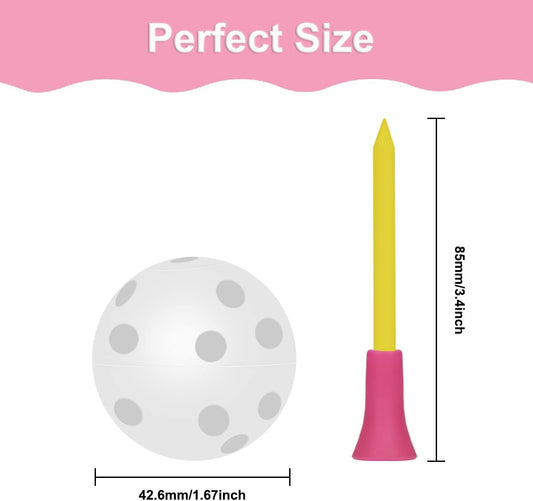 100 Pack Plastic Golf Training Balls with 2 Golf Ball Tees– Airflow Hollow Golf Balls for Indoor Putting Green, Backyard Outdoor Practice Equipment